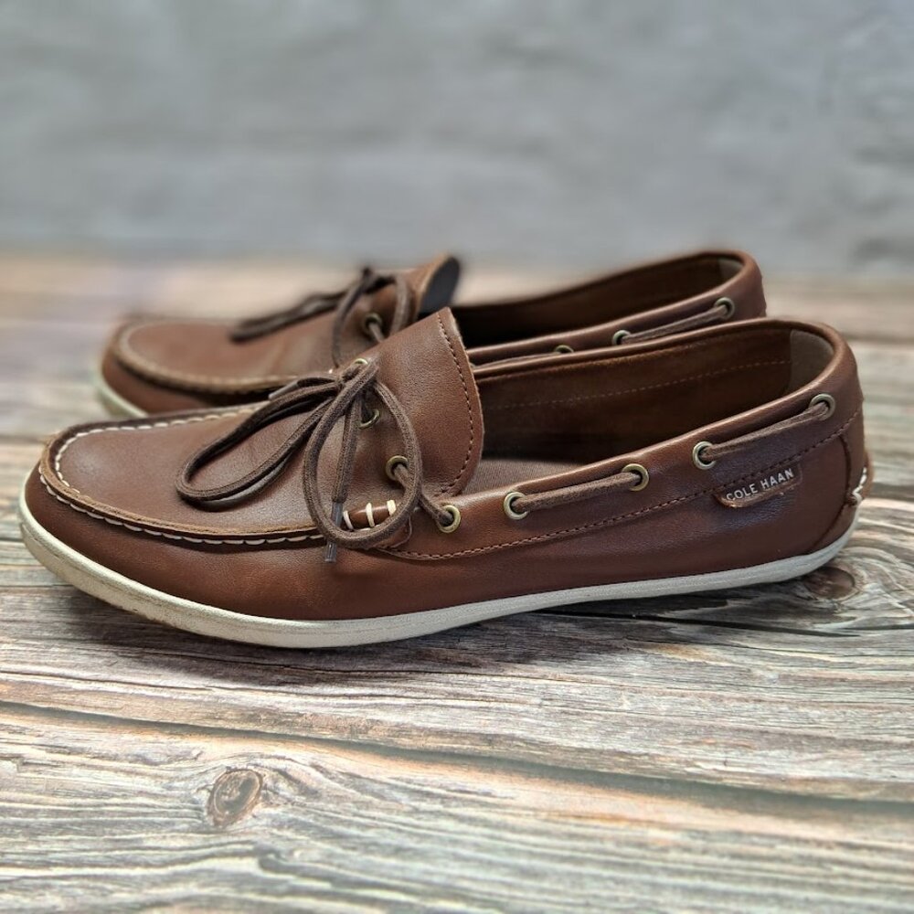 Cole Haan Pinch Roadtrip Camp Moc Loafers in brown leather mens size 11.5